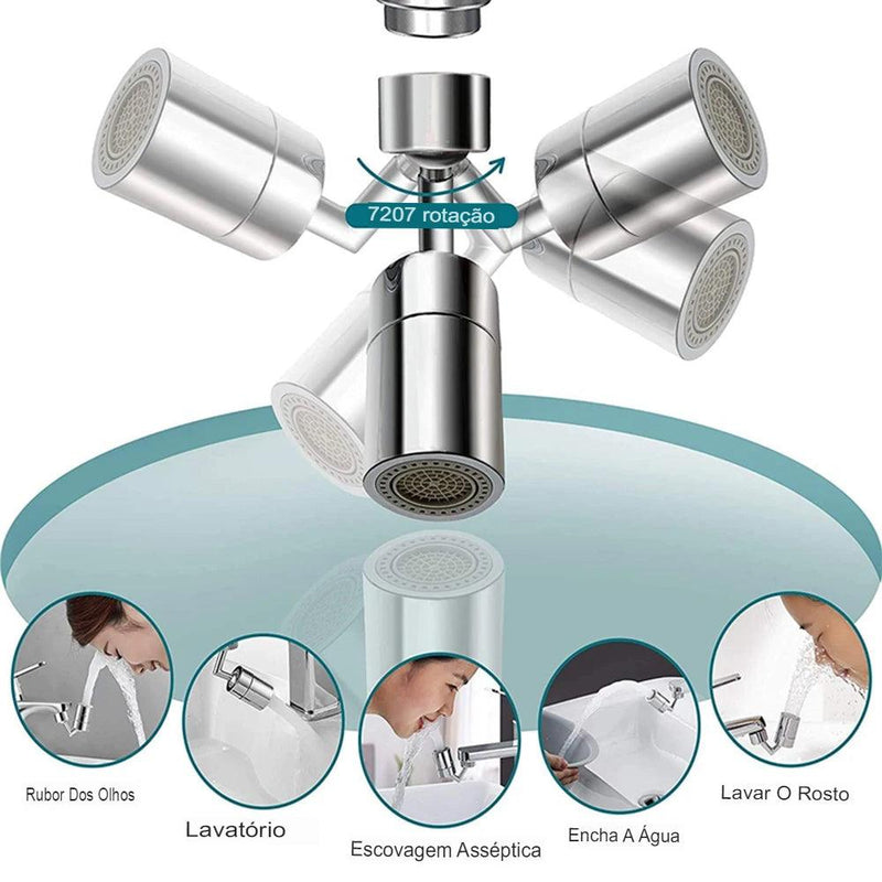 Adaptador de Torneira Universal Rotação 720° Giratória de Banheiro e Cozinha - OCEANSPRIME